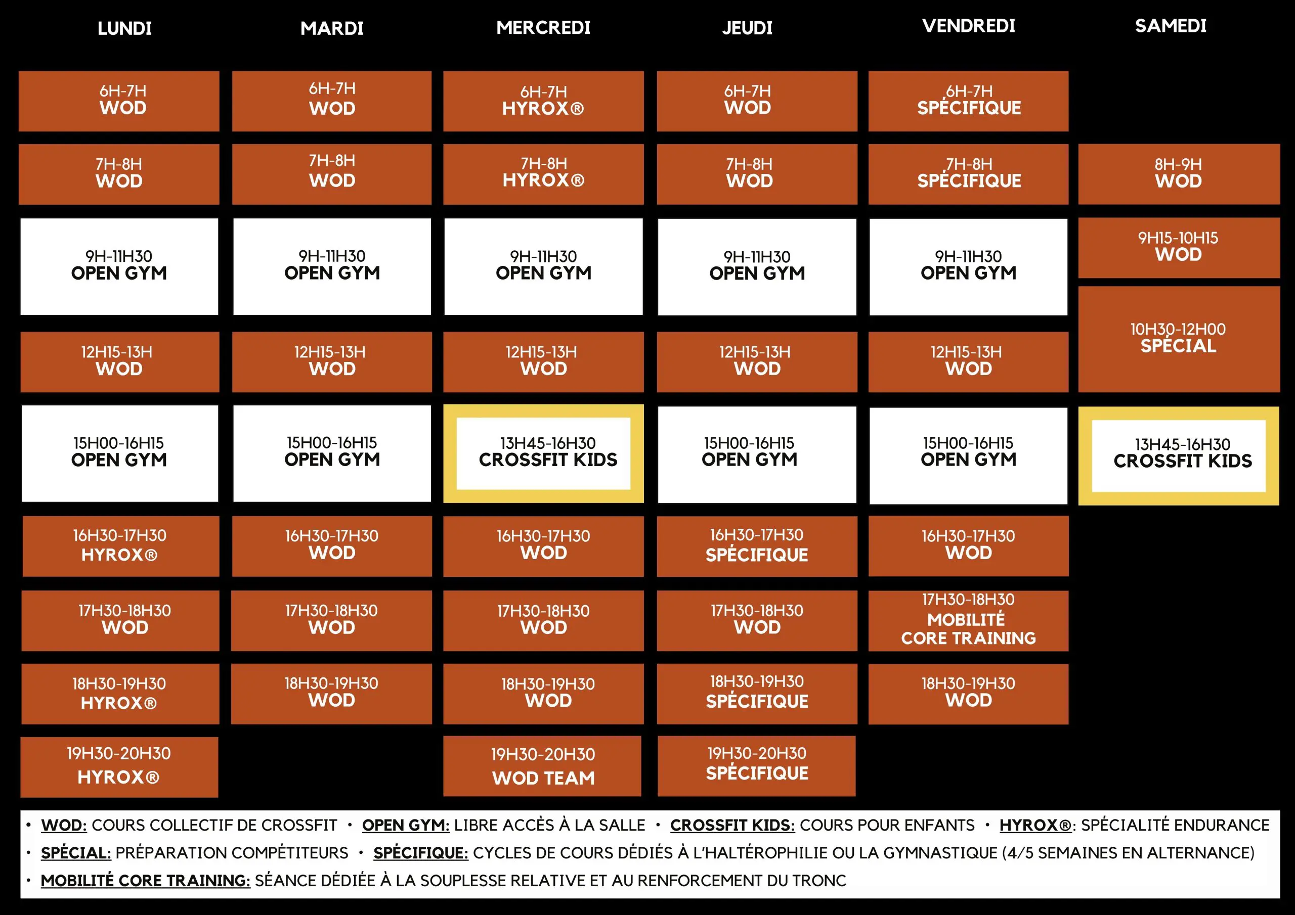 Planning Crossfit 1848 Fitness Gym Haltero Saint Denis La Réunion