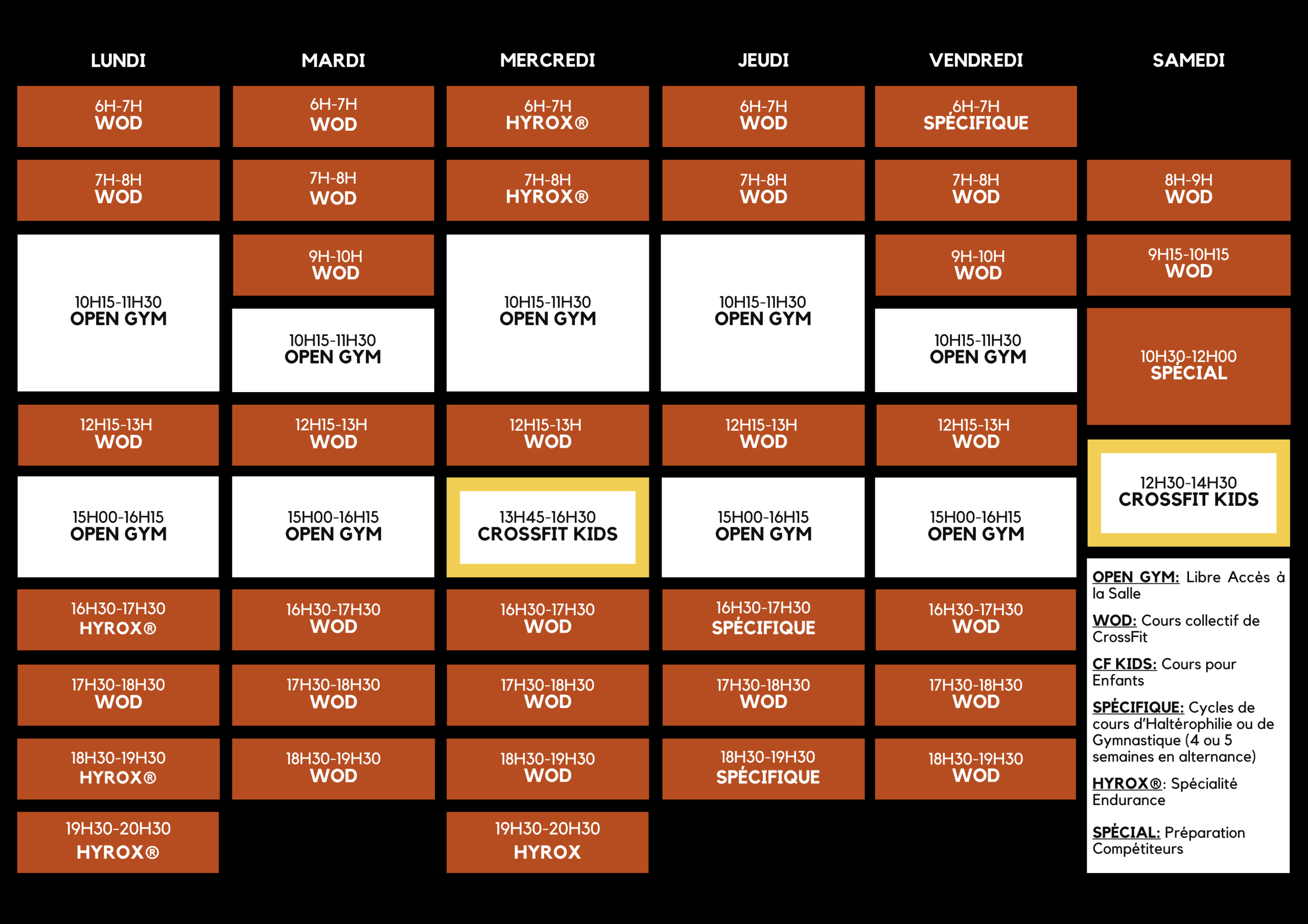 Planning Crossfit 1848 Fitness Gym Haltero Saint Denis La Réunion